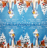 Салфетка для декупажа "Дед Мороз с зайцем на руках", 33х33 см, 3 слоя, арт. SDL-HCC001