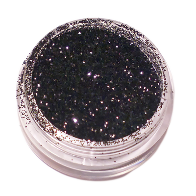 Блестки-глиттер, Р02-48 Чёрный Рассыпчатые блестки-глиттер мелкой шестигранной фракции (0,02мм), в прозрачной баночке 1,5х3,0см