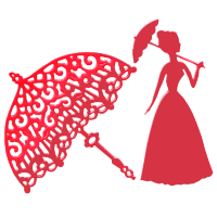 Фигурные бумажные вырубки "Дама с зонтом", красный, 2 шт., арт. QS-A-02004-RE