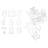 Фигурные бумажные вырубки "Цифры 0-9", бело-бежевый металлик, высота 2,5 см, 50 шт., арт. QS-A-15001-WI