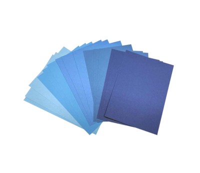 Листовая бумага для крупных элементов №23, 105х148мм, плотность бумаги 130 гр. сине-голубой микс, 5 сине-голубых тонов по 3 листа каждого тона, 15 листов, 105х148 мм, 130 гр.