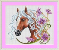 Набор для вышивания крестиком "Лошадка с лилиями", 30х27 см, арт. VDL-006