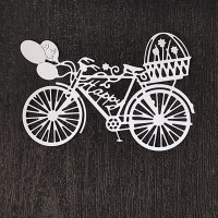 Фигурная бумажная вырубка "Велосипед", 1 шт., цвет белый или по запросу, 15х9 см, арт. SHV-017