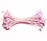 Тычинки большие капли перламутровые розовые с розовой ножкой
