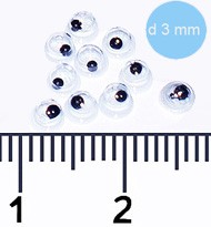 Бегающие глазки для игрушек: Круг/Точки, диаметр 3мм, 10шт., черно-белые Бегающие глазки для игрушек: Круг/Точки, диаметр 3мм, 10шт., черно-белые