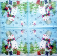 Салфетка для декупажа "Снеговик и снегирь с письмом", 33х33 см, 3 слоя, арт. SDL-R045