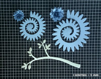 Фигурные бумажные вырубки "Мини-хризантемы с веточкой", 3 элемента, арт. QS-LR0257-01