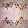 Салфетка для декупажа "Птички весной", квадрат, размер 33х33 см, 3 слоя