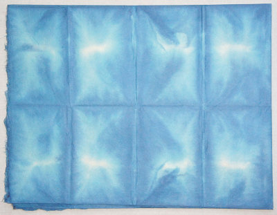 Корейская бумага ханди ручной выделки, микс голубой белый, лист А4+, арт. 7061 лист формата А4+ (голубой белый), плотность 70гр., (используется для листьев, фона, перьев, объемных цветов).