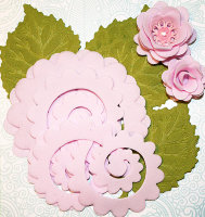 Заготовки из фома "Мини-розы с листьями", цвет св-роз и оливк, 12 элементов, арт. FOM-008-RM01