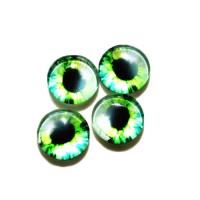Стеклянные радужно-зелено-желтые глазки, 10 мм, 4 шт., арт. GL-1004