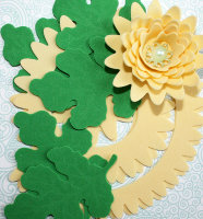 Заготовки из фома "Хризантемы с листьями", цвет св-желтый и св-зеленый, 9 элементов, арт. FOM-030-CH02