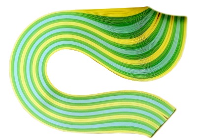 Бумага для квиллинга, набор № 05-80, ширина 1.5 мм, 250 полос, 80 гр. 3 оттенка зеленого  и 2 оттенка желтого в наборе из 250 полос,  Желто-зеленый микс, размер полос (шхд) 1.5х295 мм, плотность бумаги 80 гр.