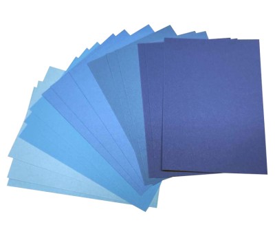Листовая бумага для крупных элементов №23, 210х148мм, плотность бумаги 130 гр. сине-голубой микс, 5 сине-голубых тонов по 3 листа каждого тона, 15 листов, 210х148 мм, 130 гр.