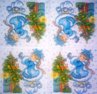 Салфетка для декупажа "Снегурочка в синем с птичкой", 24х24 см, 1 слой, арт SDS-R028