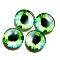 Стеклянные радужно-зелено-желтые глазки, 12 мм, 4 шт., арт. GL-1204