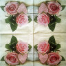 Салфетка для декупажа "Сердце с розами", квадрат, размер 33х33 см, 3 слоя