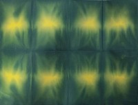 Корейская бумага ханди ручной выделки, микс зеленый желтый, лист А4+, арт. 7049