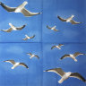 Салфетка для декупажа "Чайки на голубом", квадрат, размер 33х33 см, 3 слоя