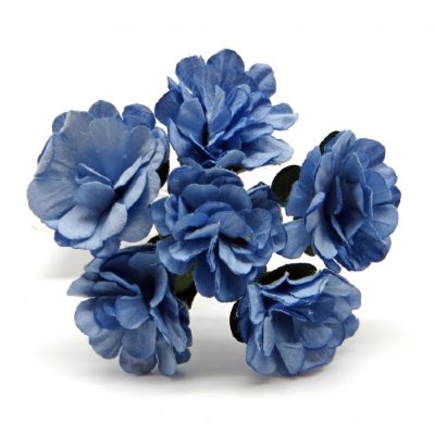 Декоративный букетик  светло-голубой, DKB148L Цветы/чашелистик: бумага
Ножка: проволока в бумажной обмотке
Общая длина: 11см
Цветы (6шт.): диаметр соцветия 1,8см. Категория: искусственные цветы (ветки), принадлежности для скрапбукинга или других видов рукоделия