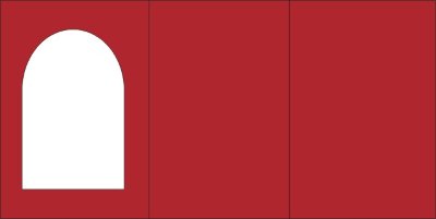 Большие открытки 3 шт., вырубка АРКА, цвет красный, размер при сложении 155х205мм Открытки с тройным сложением (размер при сложении 155х205мм, в развороте 205х460мм), 270гр., 3 шт.