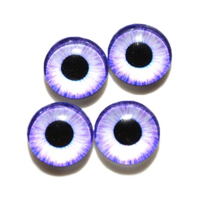Стеклянные радужно-фиолетовые глазки, 12 мм, 4 шт., арт. GL-1207 Неклеевые глазки, 4 шт., из стекла, с одной стороны выпуклые, яркая качественная печать узоров, выглядят реалистично.
