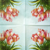 Салфетка для декупажа "Попугайные тюльпаны", квадрат, размер 25x25 см, 2 слоя