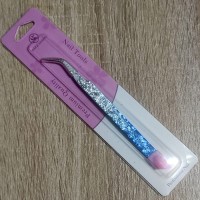 Пинцет с угловым носиком в нарядном дизайне, длина 12,8 см, арт. QS-PTE-TS-15