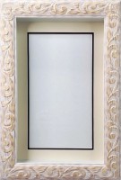 Глубокая рамка 3D - для квиллинга и объемных работ со стеклом, багет светлый с крупным фигурным узором и паспарту, 24х37х5см, арт. GRDK004R