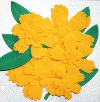 Заготовки из фома "Цветок 6 лепестков с резными краями", цвет темно-желтый и зеленый, 26 элементов, арт. FOM-006-FL01