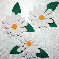 Заготовки из фома "Цветок с узкими листьями", цвет белый и зеленый, 18 элементов, арт. FOM-F1-15-FL03