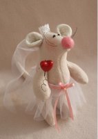 Набор для изготовления текстильной игрушки "Мышь невеста", 18см,  LOVE STORY  арт. LV001 Ваниль