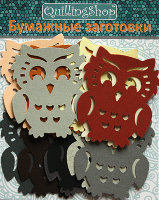 Дырокольные бумажные вырубки "Совы" микс, 45мм, 12 шт., арт. QS-515-003-01