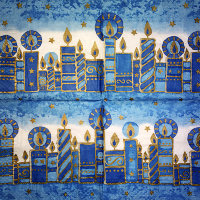 Салфетка для декупажа "Синие свечи", квадрат, размер 33х33 см, 3 слоя