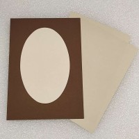 Заготовка: коричневая открытка 10х16 см с овальным декором и вставками для записи, арт. ZO-BR01