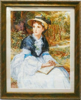 Картина "Девушка с книгой", вышивка крестиком, 42х33 см, с паспарту, арт. GRV-003