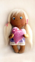 Набор для изготовления текстильной игрушки "Девочка блондинка с сердцем", 21см, "Angel's Story",арт. 007, Ваниль