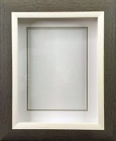 Глубокая рамка 3D - для квиллинга и объемных работ, багет серо-сливочный с двойным паспарту, 22х28х5 см, арт. 993315150