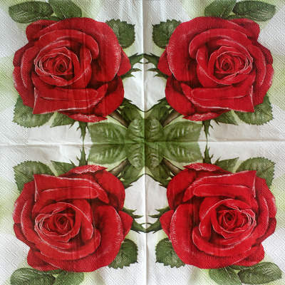 Фотообои Декупаж из красных роз 3.6*2,7 (из 4 листов)