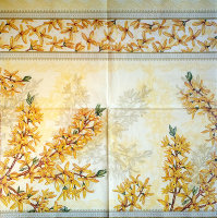 Салфетка для декупажа "Орнамент с желтыми цветками", 33х33 см, 3 слоя, арт. SDL-MAK-003
