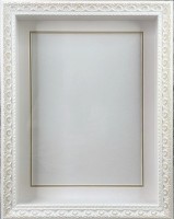 Глубокая рамка 3D - для квиллинга и объемных работ, багет белый молочный с завитками и двойным паспарту, 32х42х5см, арт. 994821301