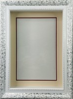 Глубокая рамка 3D - для квиллинга и объемных работ, багет белый с серебром и двойным паспарту, 26х37х5см, арт. 992813160