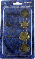 Металлические украшения в виде брошки, 4 шт., диаметр 18 мм, MR-MU-002