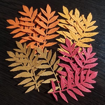 Фигурные бумажные вырубки "ОСЕННИЕ ЛИСТЬЯ-1", 4 цвета, 12 шт., арт. QS-CR1303-M1 Фигурные бумажные вырубки "Осенние листья-1", 4 цвета, 12 шт., артикул QS-CR1303-M1. 
В наборе 12 штук листьев осенних оттенков, похожих на листья рябины: 
3 шт. терракотовые, 3 шт. оранжевая охра, 3 шт. ярко-оранжевые, 3 шт. красные.
Размер каждого листика 9х5 см. Плотность бумаги 130-160 гр.
Такие бумажные заготовки подходят для создания открытки в технике квиллинг или для скрапбукинга.