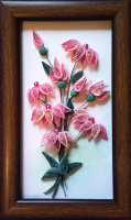 Картина "Розовые цветочки", квиллинг, 22,5х17,5 см, GRPK-018