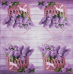 Салфетка для декупажа &quot;Корзина с сиренью&quot;, 33х33 см, 2 слоя, арт. SDL-BON008 Салфетка для декупажа "Корзина с сиренью", 33х33 см, 2 слоя, арт. SDL-BON008