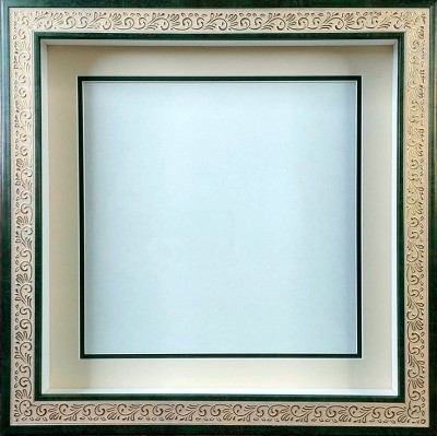 Глубокая рамка 3D - для квиллинга и объемных работ, багет бежево-зеленый и паспарту, 31,5х31,5х5 см, арт. 993313161 Глубокая рамка 3D - для квиллинга и объемных работ, багет бежево-зеленый и паспарту, размер по заднему картону 31,5х31,5 см, размер по стеклу 28,5х28,5 см, глубина коробки 5 см, арт. 993313161