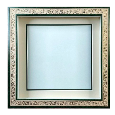 Глубокая рамка 3D - для квиллинга и объемных работ, багет бежево-зеленый и паспарту, 31,5х31,5х5 см, арт. 993313161 Глубокая рамка 3D - для квиллинга и объемных работ, багет бежево-зеленый и паспарту, размер по заднему картону 31,5х31,5 см, размер по стеклу 28,5х28,5 см, глубина коробки 5 см, арт. 993313161